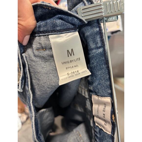 Uniq by Litz Denim Pleated Skirt Distressed Wash — Y2K Boho Prep Size M - Picture 6 of 6